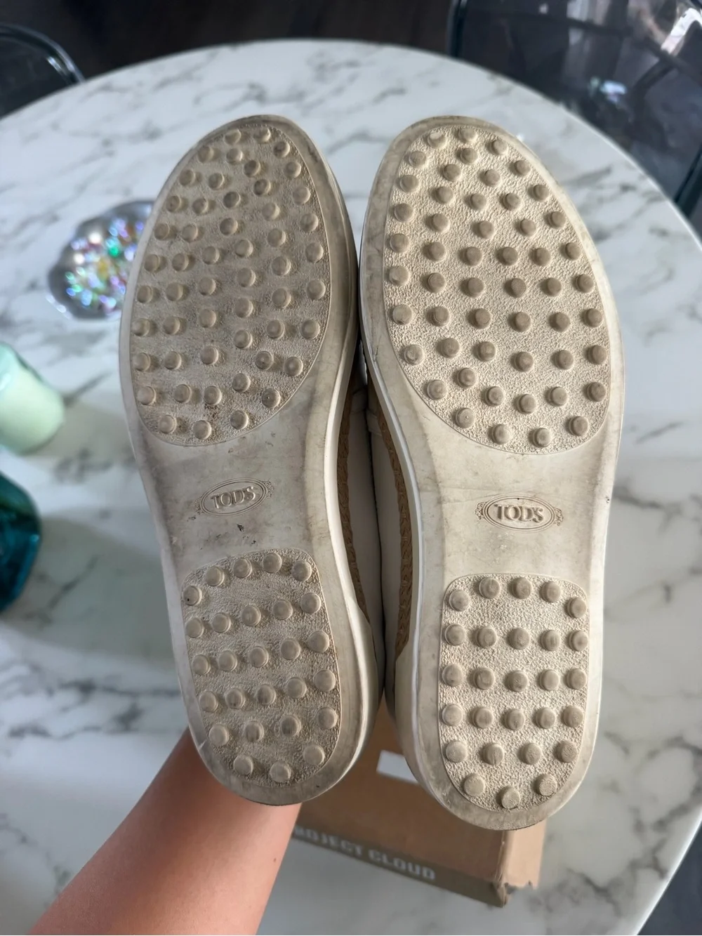 Tod's White Leather Slip-On Espadrille Mule